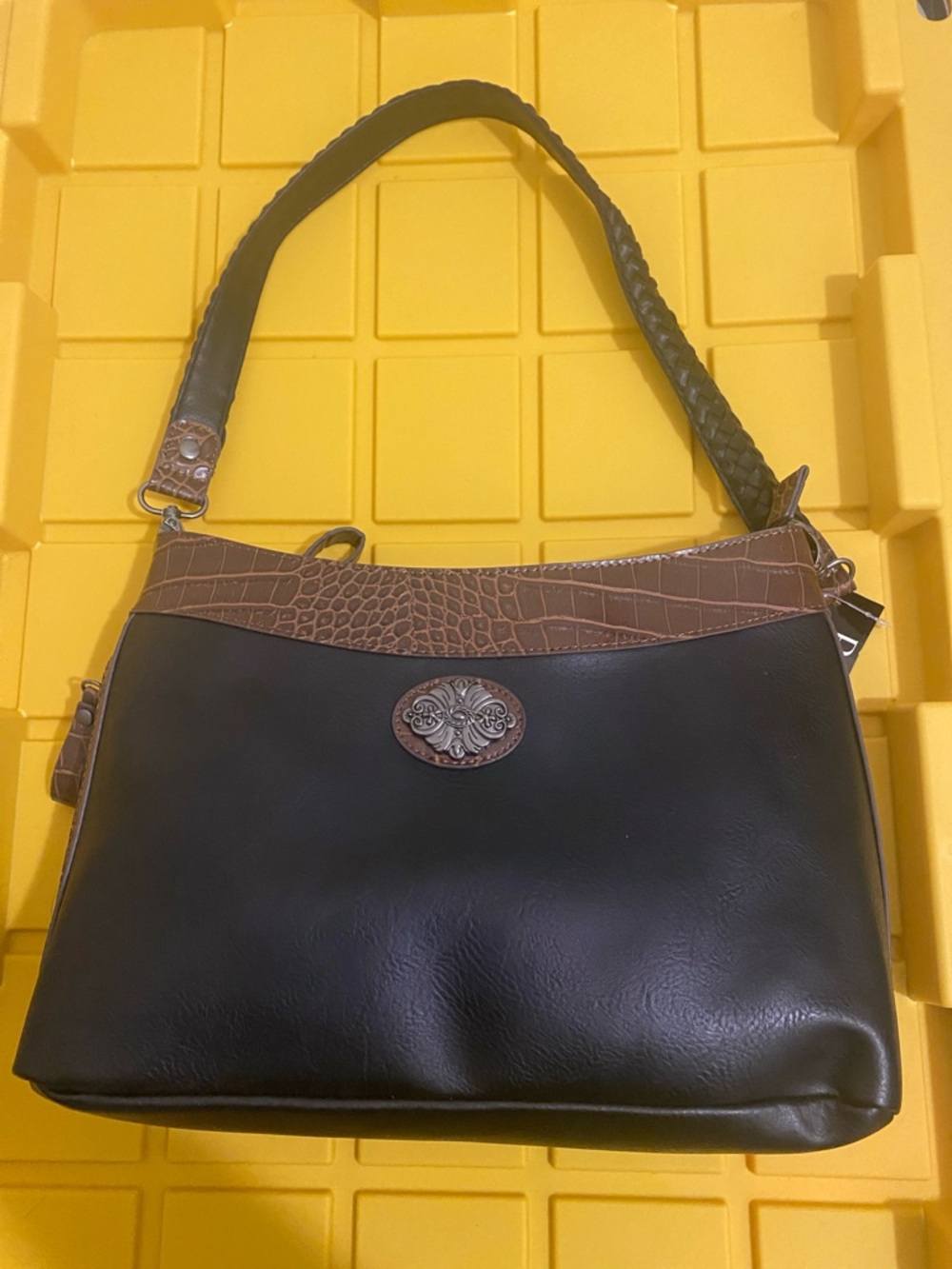 Classic Two-Tone Women’s Shoulder Bag - Black and Brown